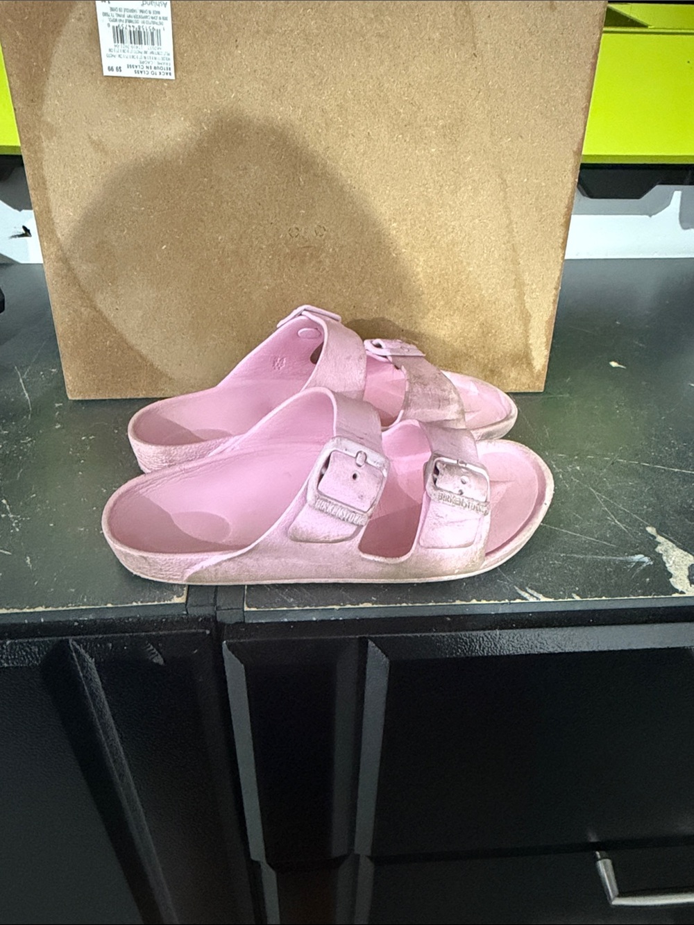 Kids Pink Double-Buckle Slide Sandals